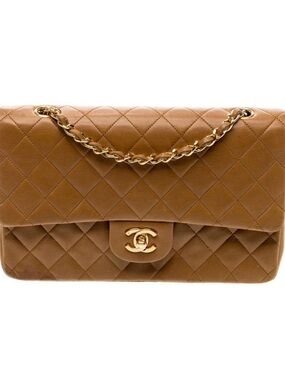 CHANEL Quilted Shoulder Bag in Caramel Brown with Gold Hardware